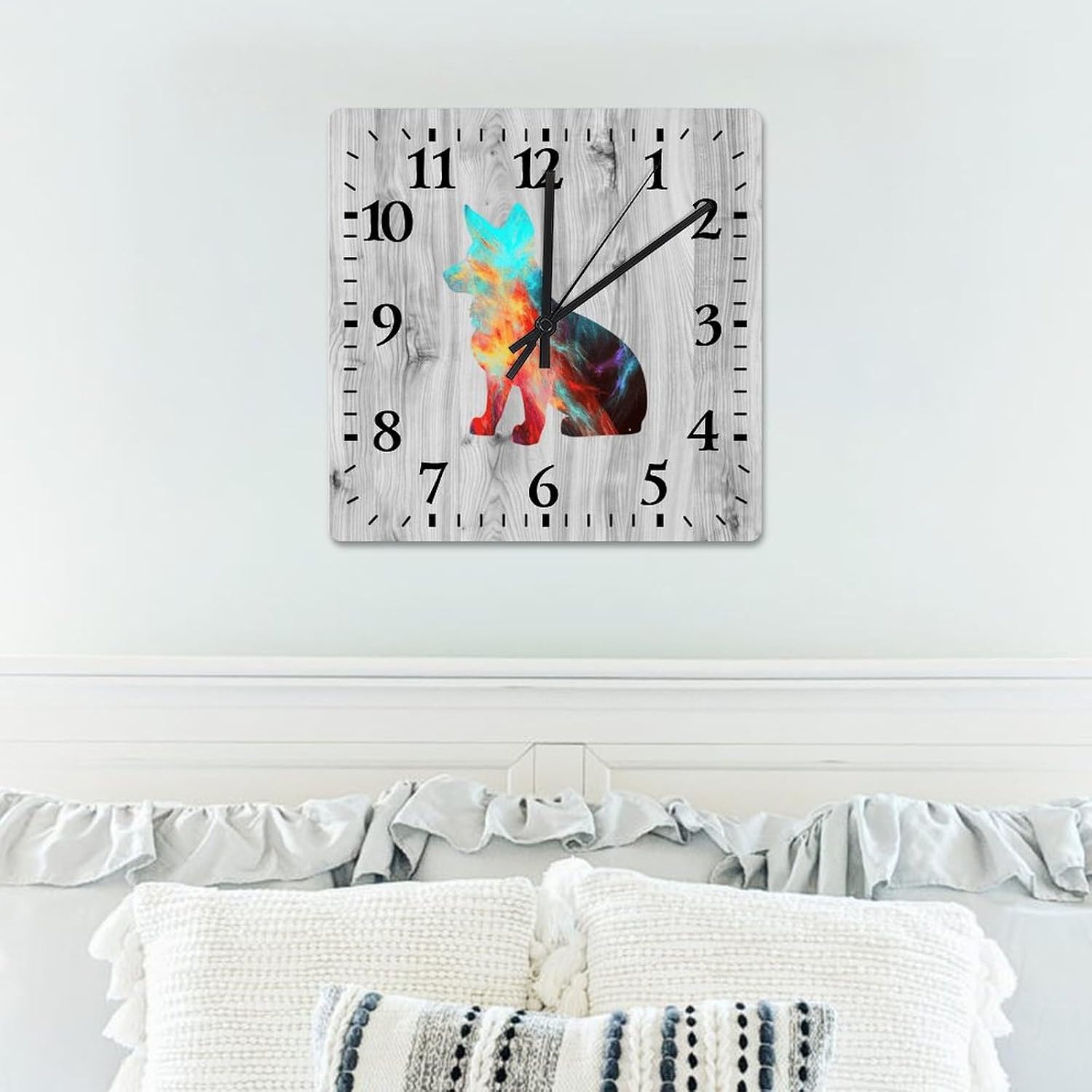 Dog Silhouette Wall Clock Corgi Wooden Clock 15in Rustic Style Arts and Crafts No Ticking Sound Battery Operated Clock Decor for Shelf Half Bath Pub