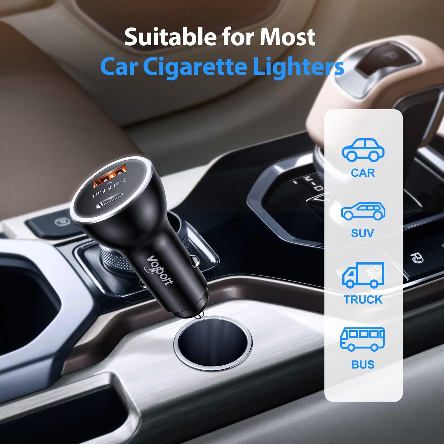 PD Fast Charging Car Charger with MFi Certified USB C Lightning Cable Carplay Cord 3.3ft, VOLPORT Auto Quick Adapter 39W Car Charger Power Delivery for iPhone 15/14/13 Pro Max Xs Max XR X 8 Plus iPad image 4