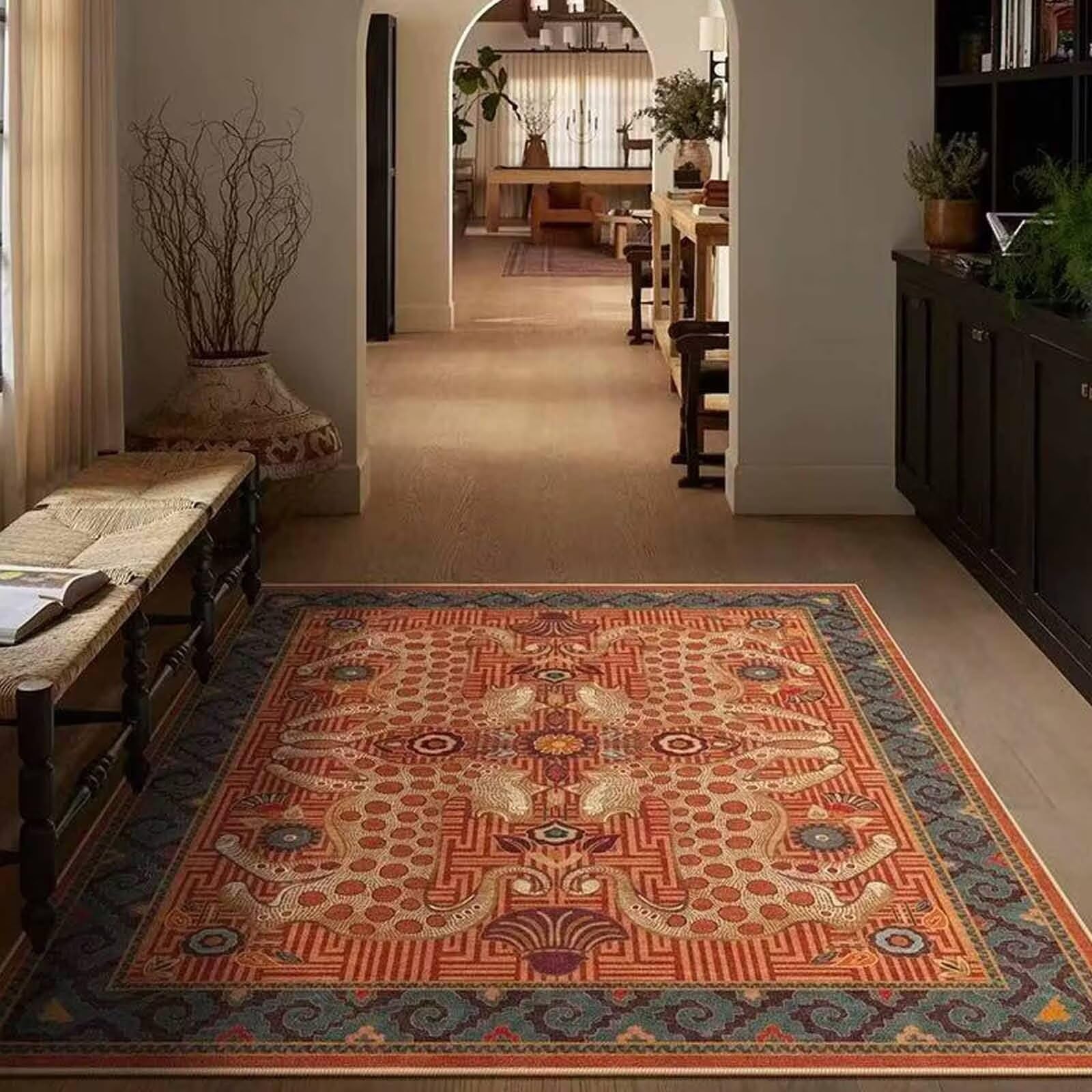 Soyalie Luxury Animal Cheetah Print Throw Rugs 6x9 Feet Large Leopard Area Rug for Living Room Washable Non-Slip Vintage Boho Leopard Skin Rugs Floor