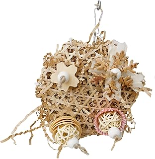Bird Chew Toys - Handcrafted Hanging Parrot Cage Decor, Fun Interactive Pecking Supplies | Woven Chewable Bird Toys for Parakeets, Macaws, Cockatoos, Small Pets
