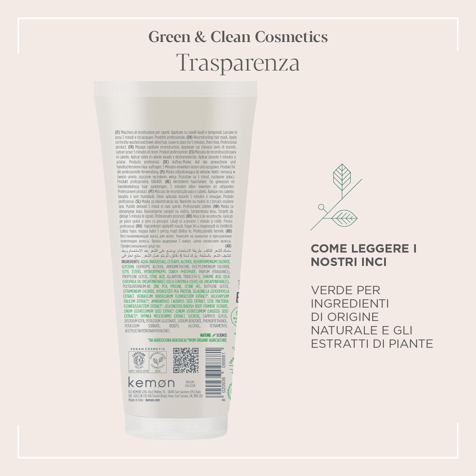 Actyva - Nuova Fibra Mask, Maschera Protettiva e Ristrutturante per Capelli Sfibrati o Danneggiati con Amaranto e Alga Rossa - 200 ml