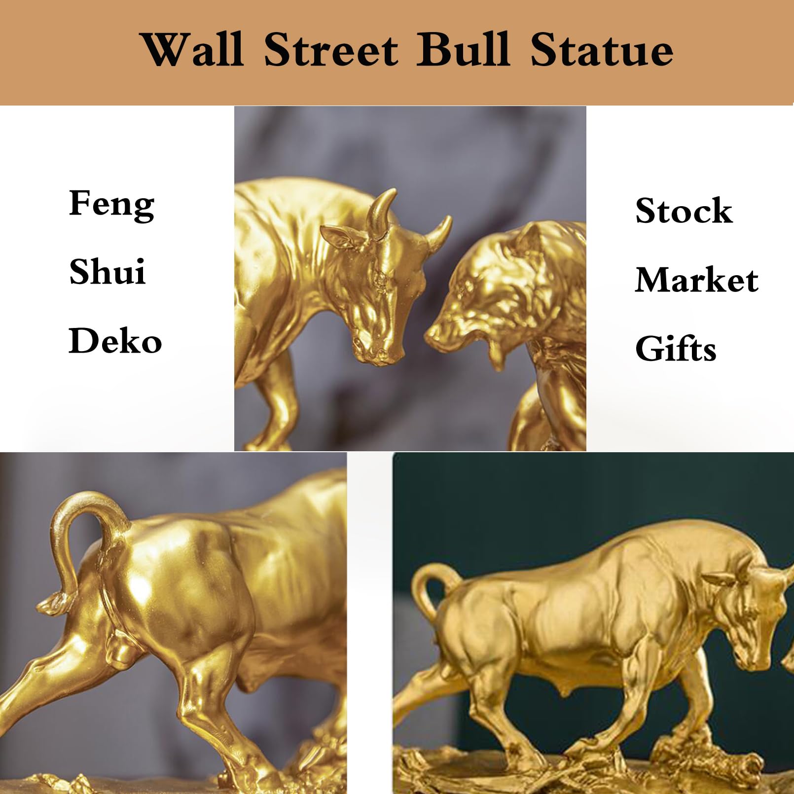 Cutfouwe Estatua Wall Street Toro y Oso en Batalla - Escultura Decorativa y Regalo para Brokers - Ideal para la Oficina, el Hogar y el Armario de Vinos