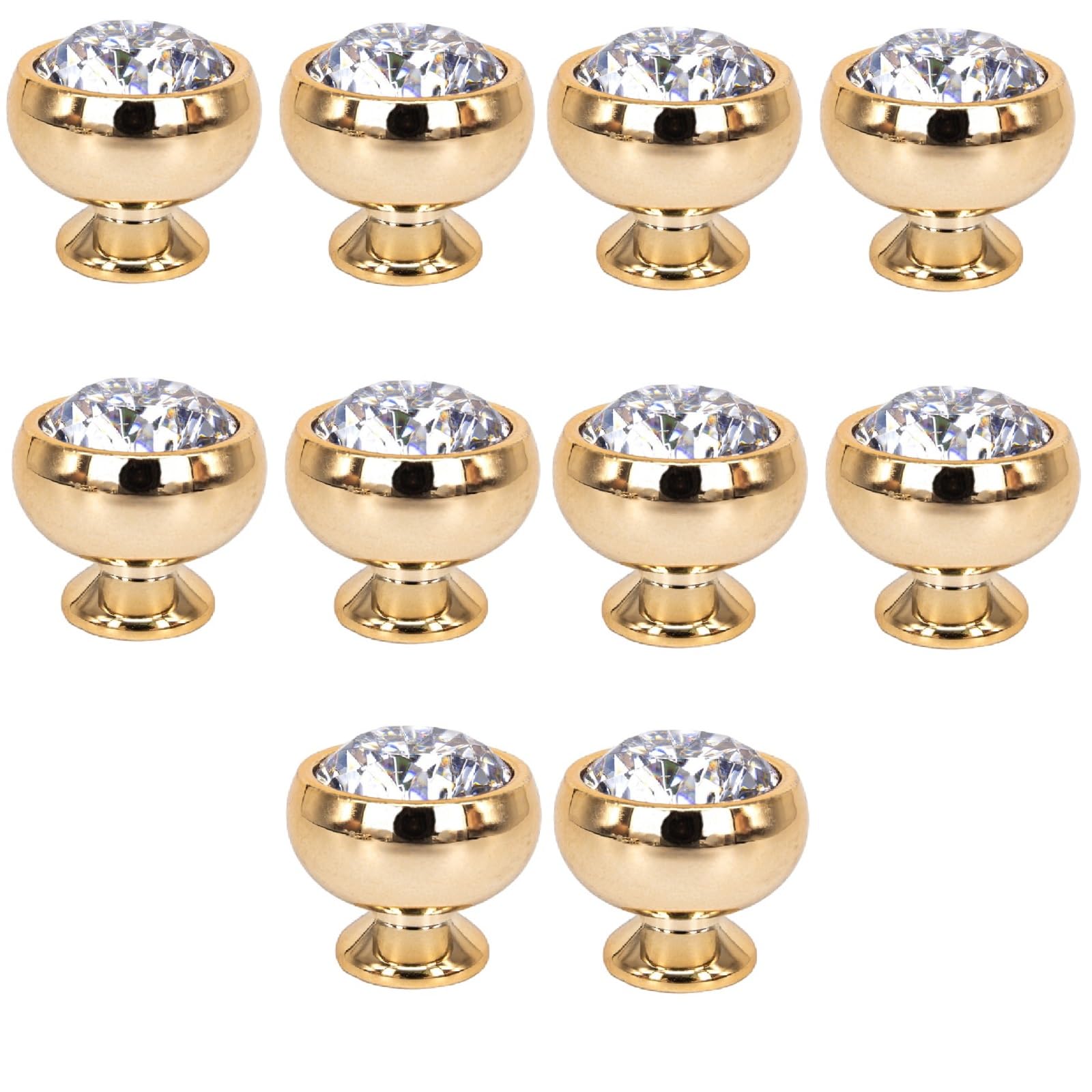 Kfgisd 8047 Gold 10 Pcs Furniture Drawer Handles And Knobs,Cabinet Knobs Single Hole Crystal Cabinet Handle,Crystal Handles(8047 Gold)