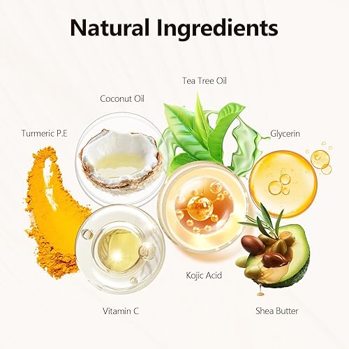 Miniatura 6 de Jabón de ácido kójico para manchas oscuras de hiperpigmentación, barra de jabón de cúrcuma para iluminar la piel con aceite de árbol de té, manteca