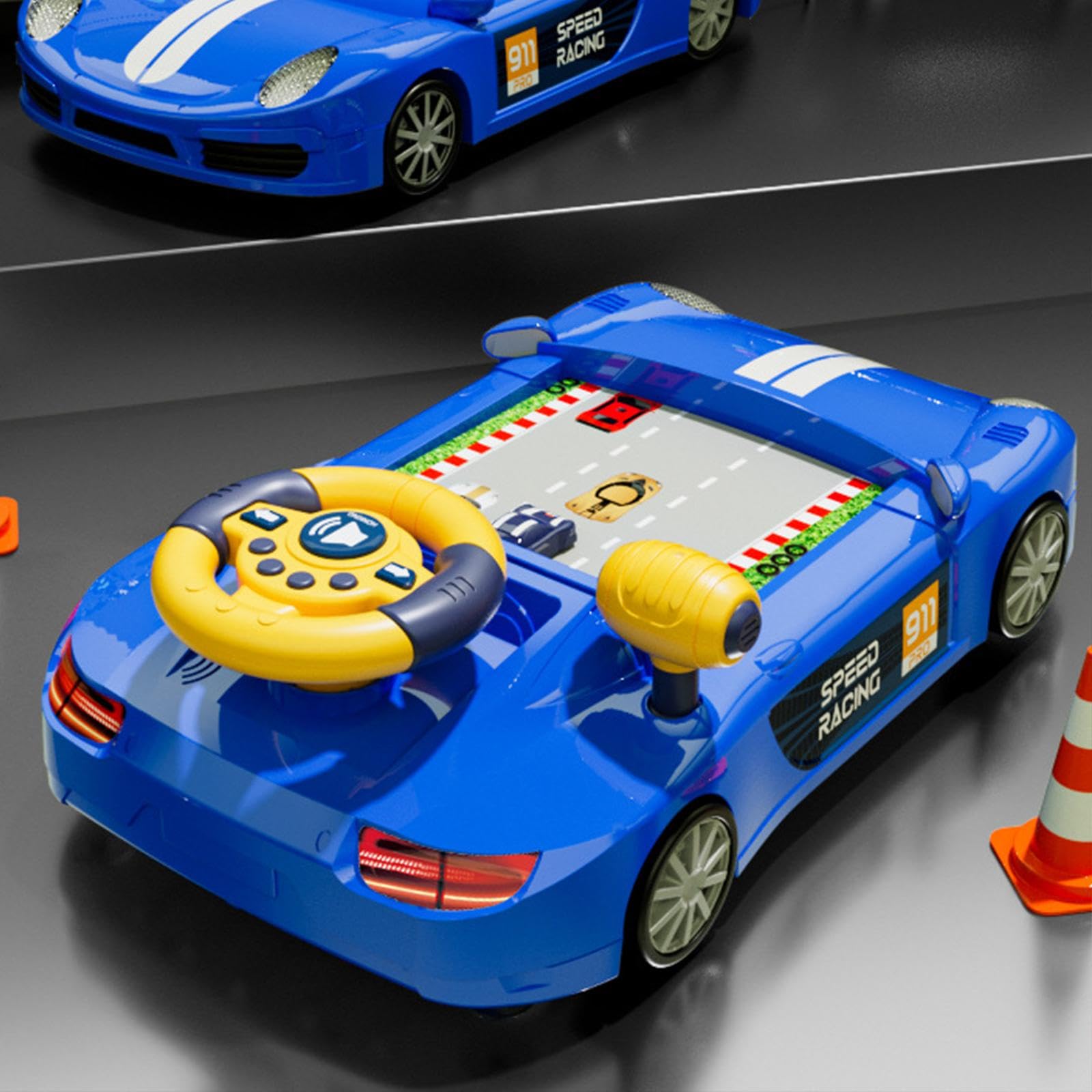 Sharplace Volante Elettrico di Simulazione, Giocattolo Portatile per Giochi di Avventura con Simulazione di Guida E Suoni, per Bambini, Ragazzi E Ragazze, Blu
