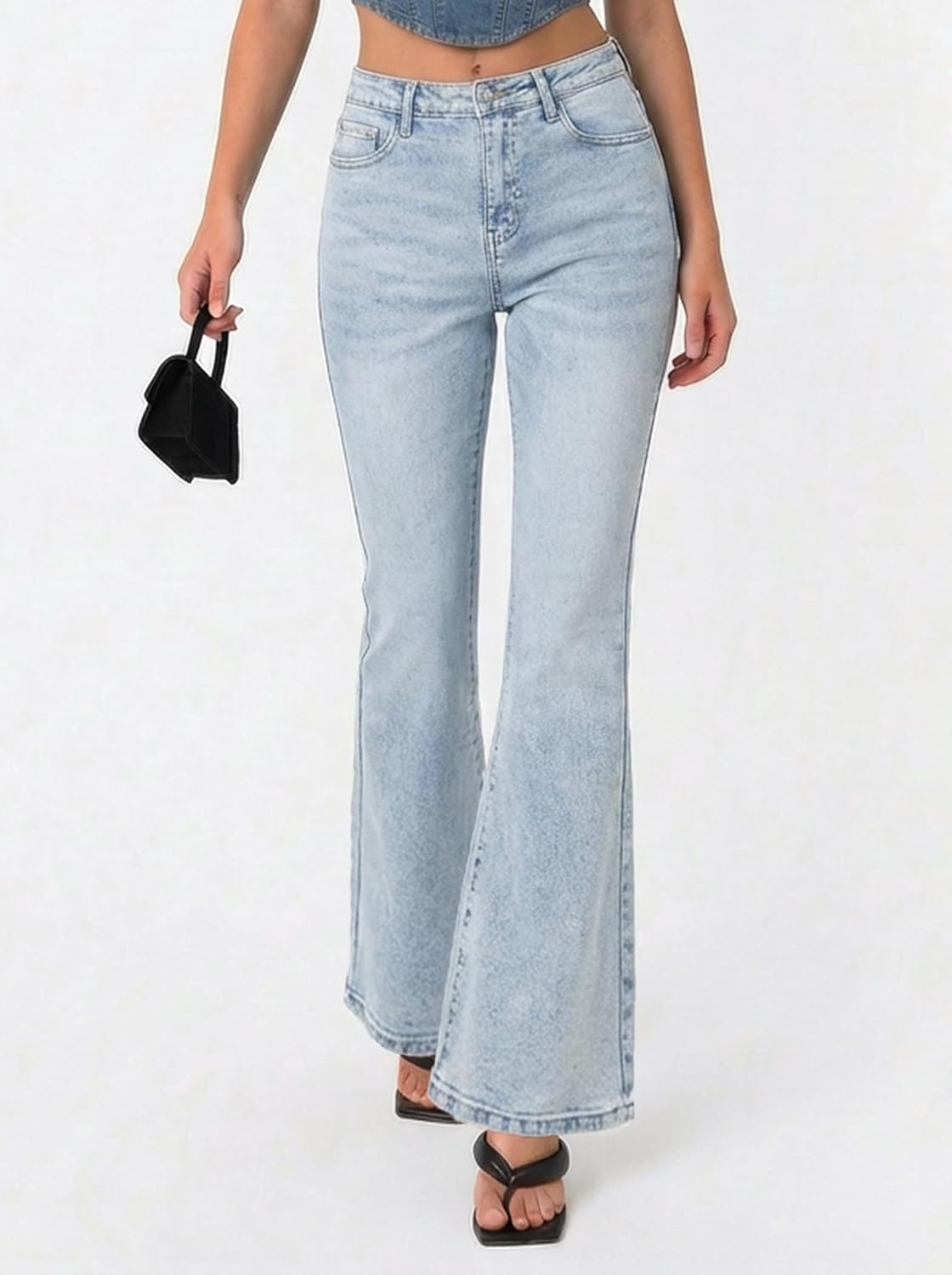 EMMIOL Flare Jeans for Women Trendy, Mid-High Waist Bootcut Bell Bottom Jeans, Stretchy Denim Y2K Pants with Pockets - Image 5