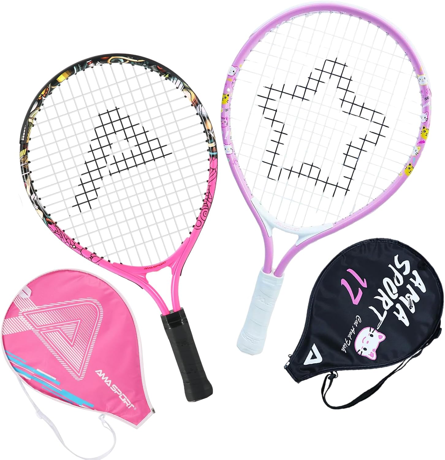 Raqueta de Tenis Infantil AMA SPORT 17" Rosa - Pack de 2