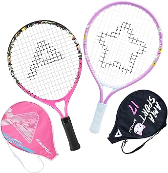 AMA SPORT 17" Baby Pink Kids Tennis Racket with 17" Graffiti Pink Kids Tennis Racket