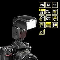 Vista 7 de VK750II TTL Flash de cámara Speedlite con pantalla LCD compatible con Nikon D3500 D3400 D3300 D3200 D3100 D5600 D7100 D7200 D5300 D5500 D500 D850