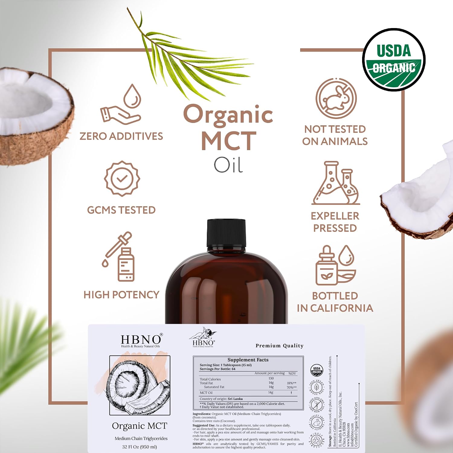 HBNO Jojoba Oil - 16 oz (475ml) Value Size - Ideal for Shampoos, Conditioners, Massage Blends, Face wash, Lotions, and Skin Care Products (Glass Bottle)