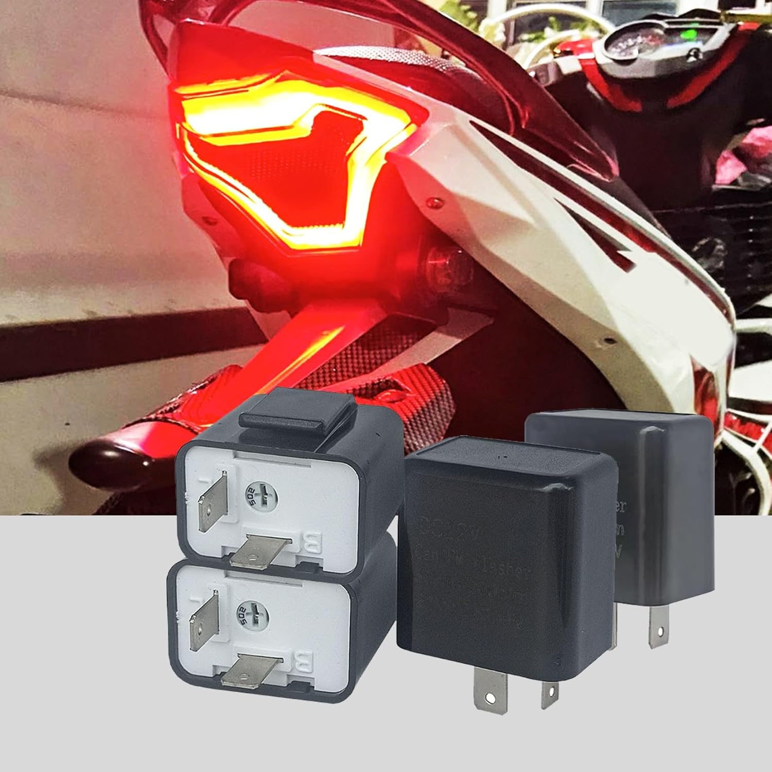 Ajxn 4 PCS 12V Car LED Flasher Relays, Adjustable 2 Pin Automotive Turn Signal Flasher Relays, Universal Vehicle Indicator Flicker Frequency Regulation Relay Replacements for Safety Driving (Black)