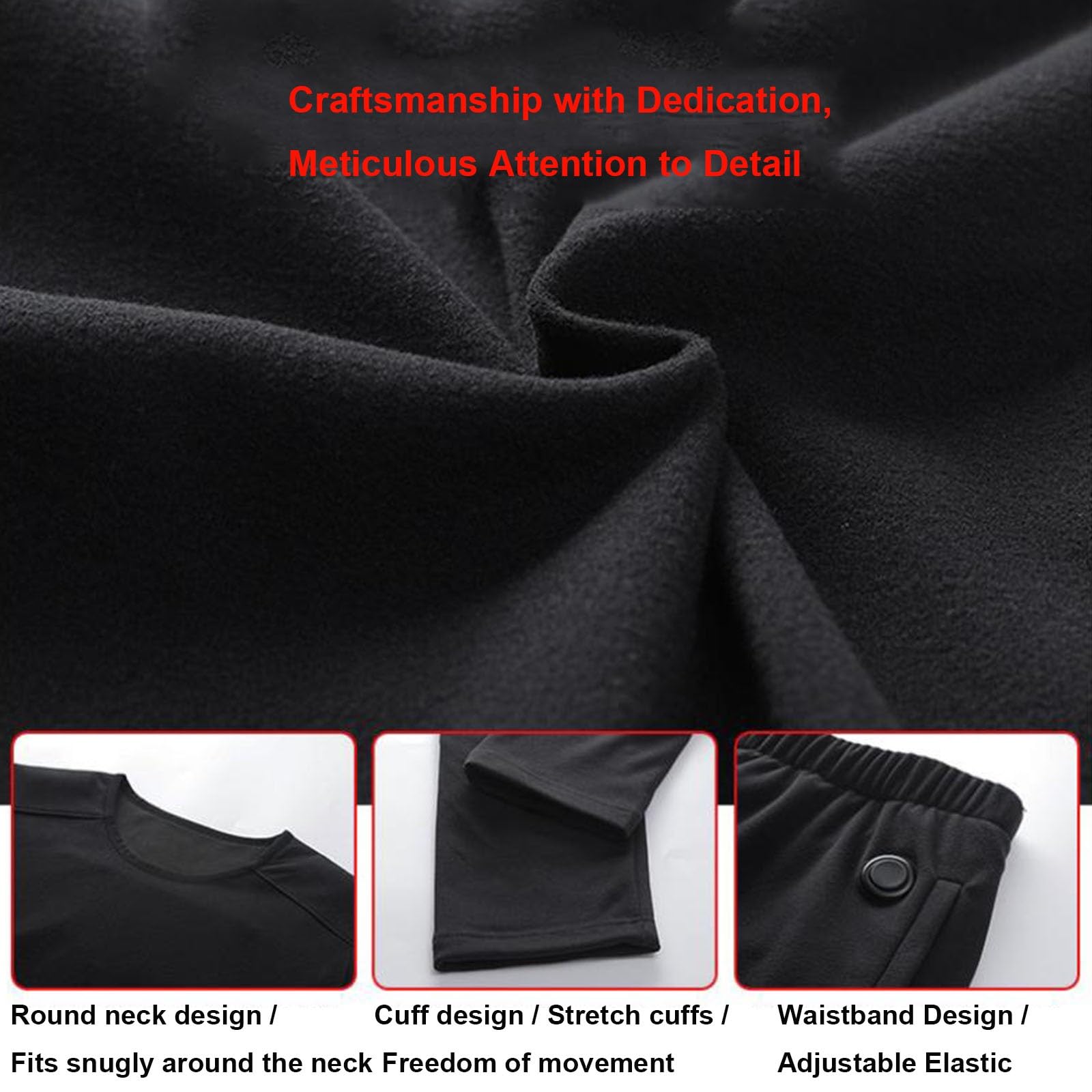 Conjunto de Ropa Interior Térmica Calefactables, Conjunto de Ropa Interior Térmica Elástica, 42 Zonas de Calentamiento, 3 Controles de Temperatura, para Esquí, Motos, Caza