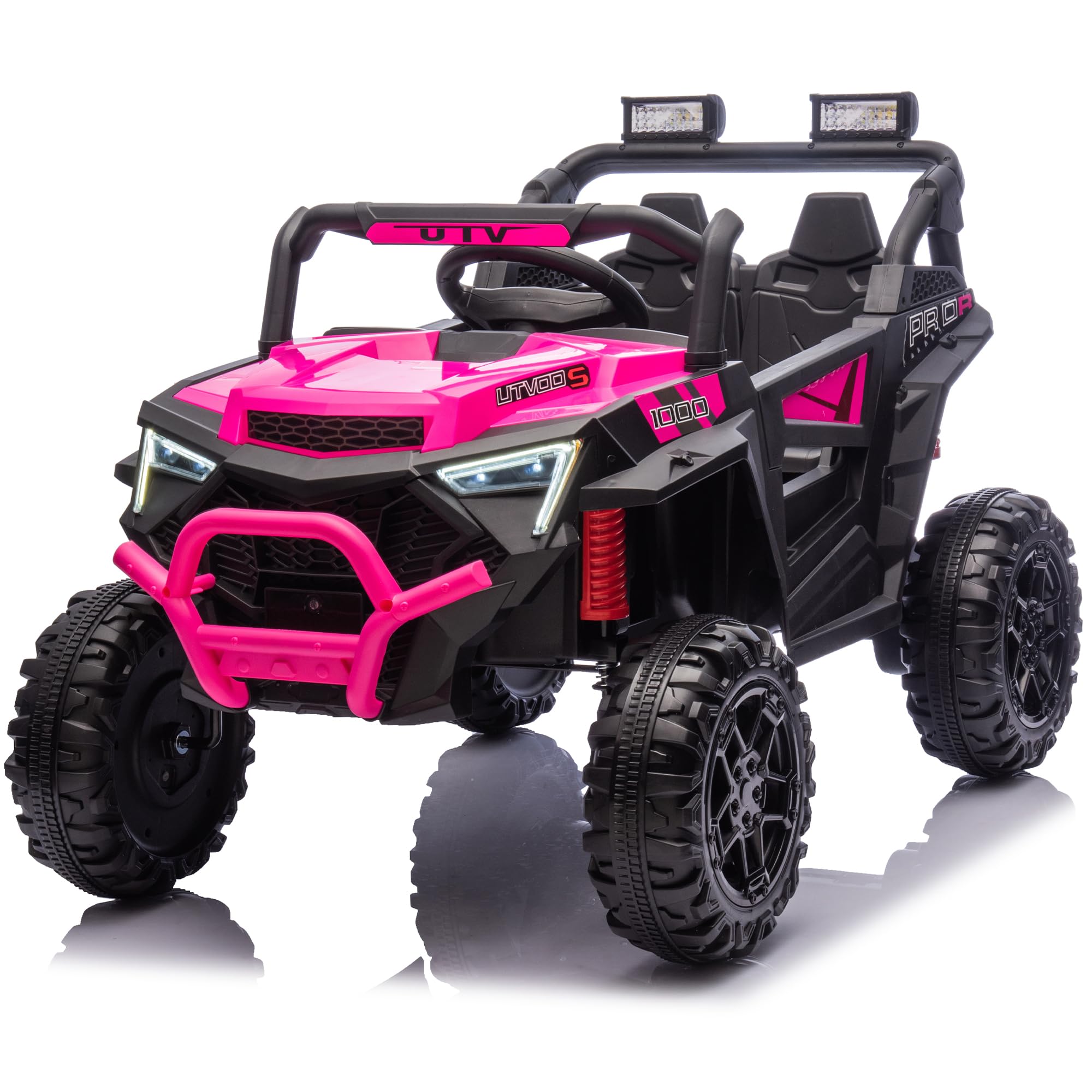 SEE DESCRIPTION 24V Ride on Car 400W, Electric UTV w/Parents Remote Control,Four-Wheel Suspension,LED Lights, Advanced Center Panel with USB,MP3,Music,Bluetooth, Power Display for Kids Aged 3-8, Pink