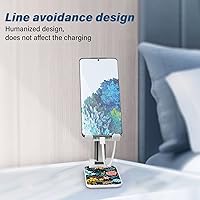 Vista 5 de Soporte de teléfono plegable para escritorio - Soporte de teléfono celular de ángulo ajustable - Adecuado para iPhone, Samsung - Flor negra