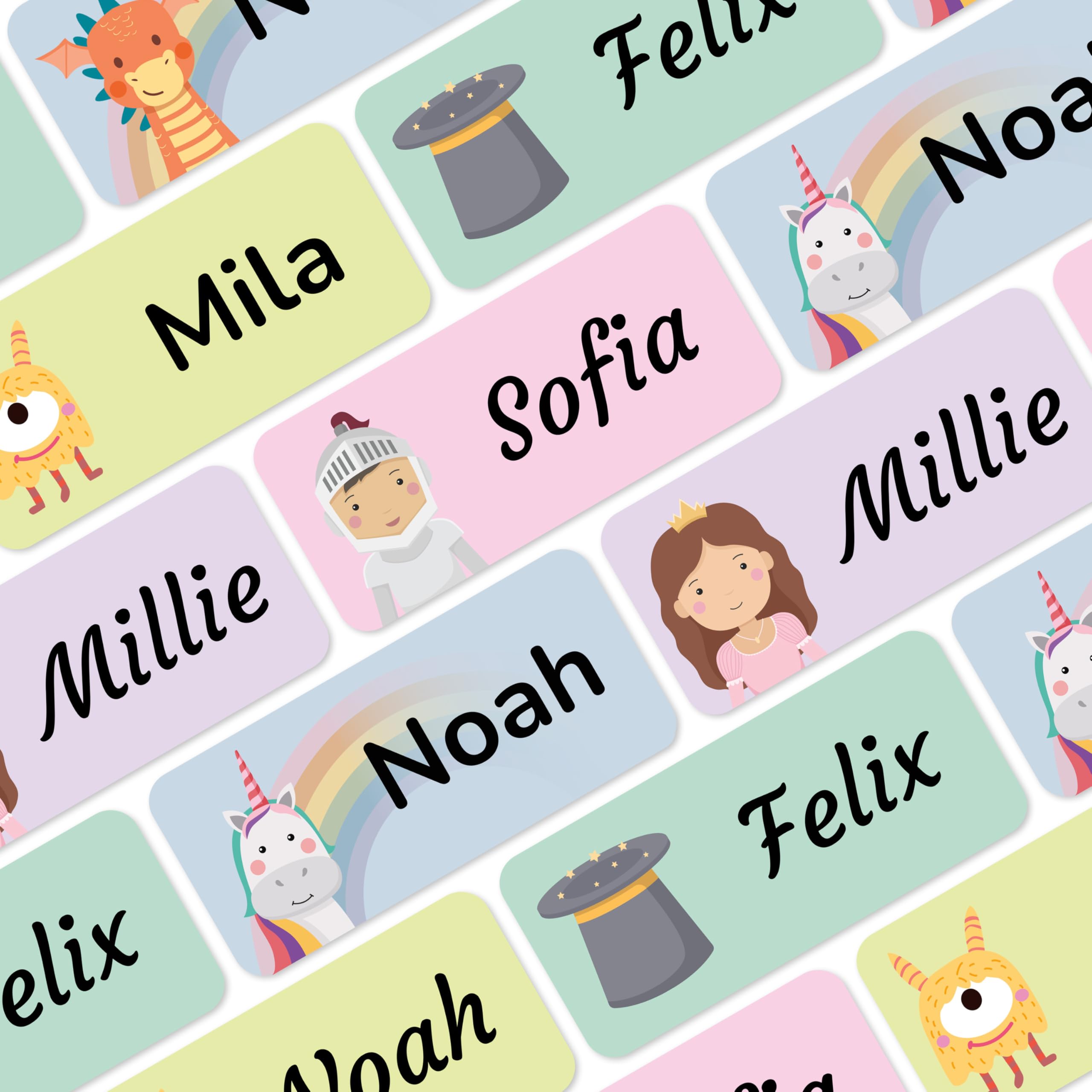 Personalized Name Labels for Kids (60), Custom Daycare Labels - Waterproof Name Stickers for Clothing, Bottles and Other School Supplies (1.2” x 0.5”)