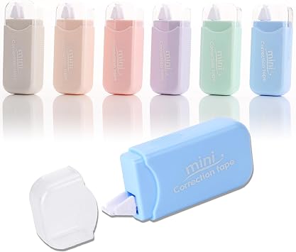 White Correction Tape, 6 Pack, 13.13 Feet Mini Correction Tape, Writing supplies and correction supplies for School And Office. Milkshake