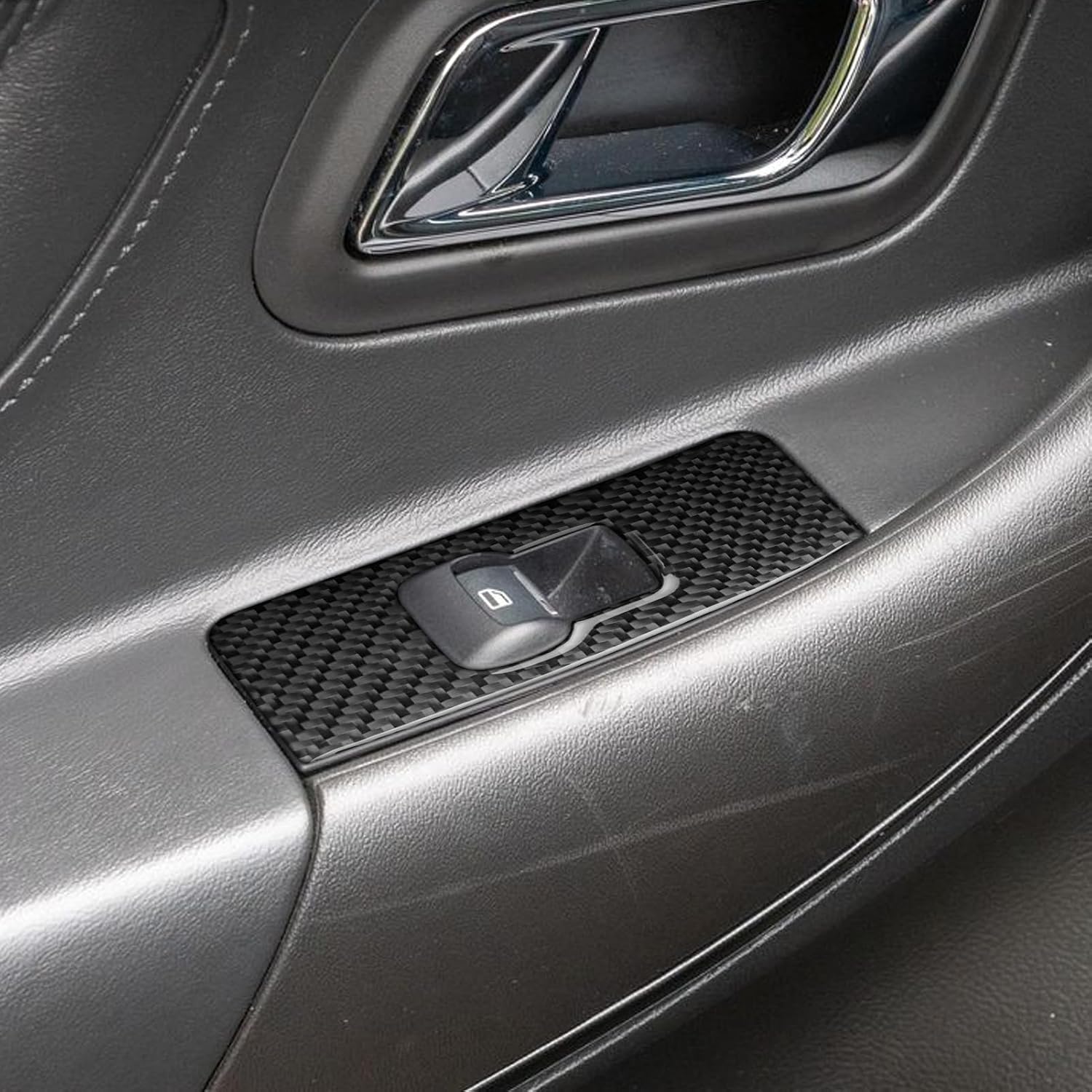 Real Carbon Fiber Fit for Ford Taurus SEL/Limited/SE/SHO 2013-2019 2014 2015 2016 2017 2018 Accessories Car Window Lift Switch Button Panel Kit Cover Interior Trim Sticker Decal Black 4PCS