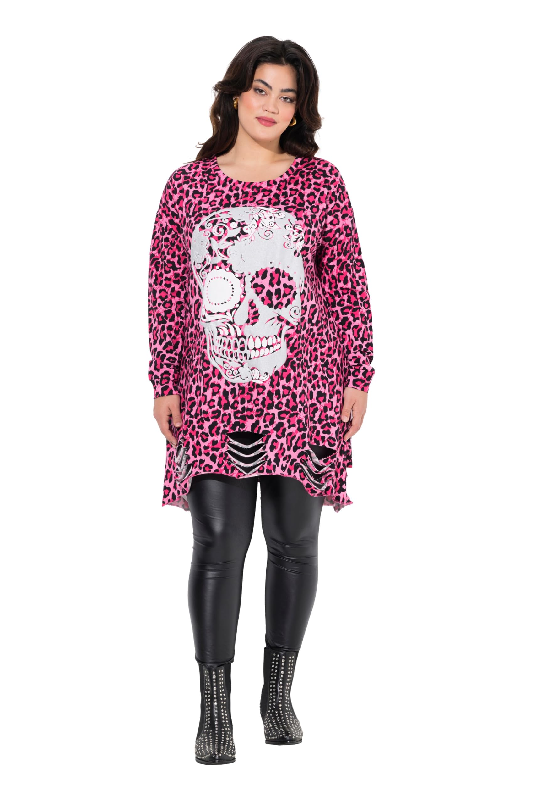 Angel of Style Damen große Größen Übergrößen Plus Size Sweatshirt, Loose Fit, Color-Leo, Totenkopf 838793