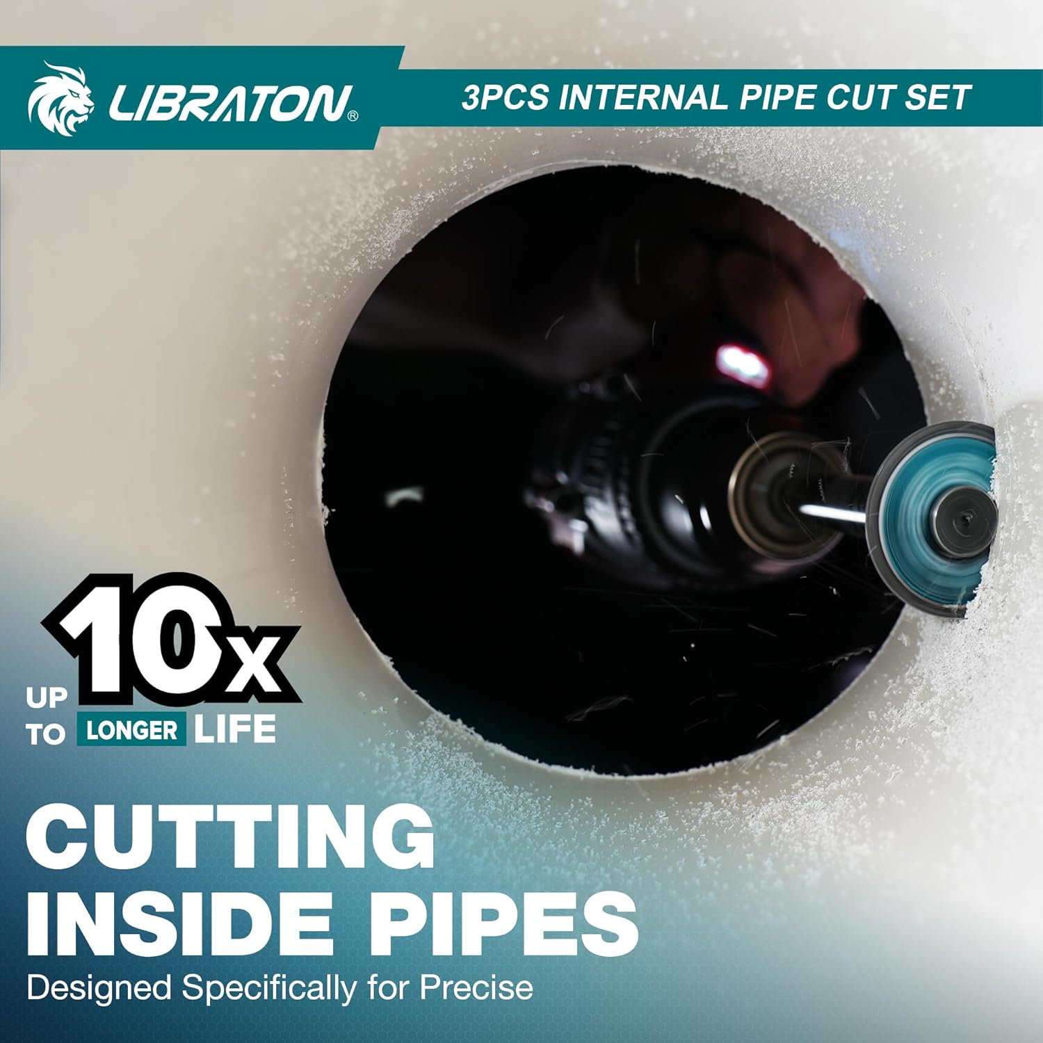 Libraton Inside Pipe Cutter for PVC Pipe, Internal Plastic Cutter Plumbing Tools Set with Deburring Tool, PVC Pipe Cutter Diamond Grit Cutting Wheel for Impact Drivers and Drills, PVC Cutter Tool