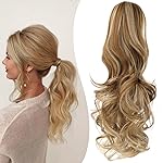 Mitrygreen Claw Clip Ponytail Extension 18 Clip in Wavy Ponytail Hair Extensions Long Pony Tails for Women Extensions Ash Blonde Mix Ginger Brown Wave Hairpiece