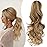 Mitrygreen Claw Clip Ponytail Extension 18 Clip in Wavy Ponytail Hair Extensions Long Pony Tails for Women Extensions Ash Blonde Mix Ginger Brown Wave Hairpiece