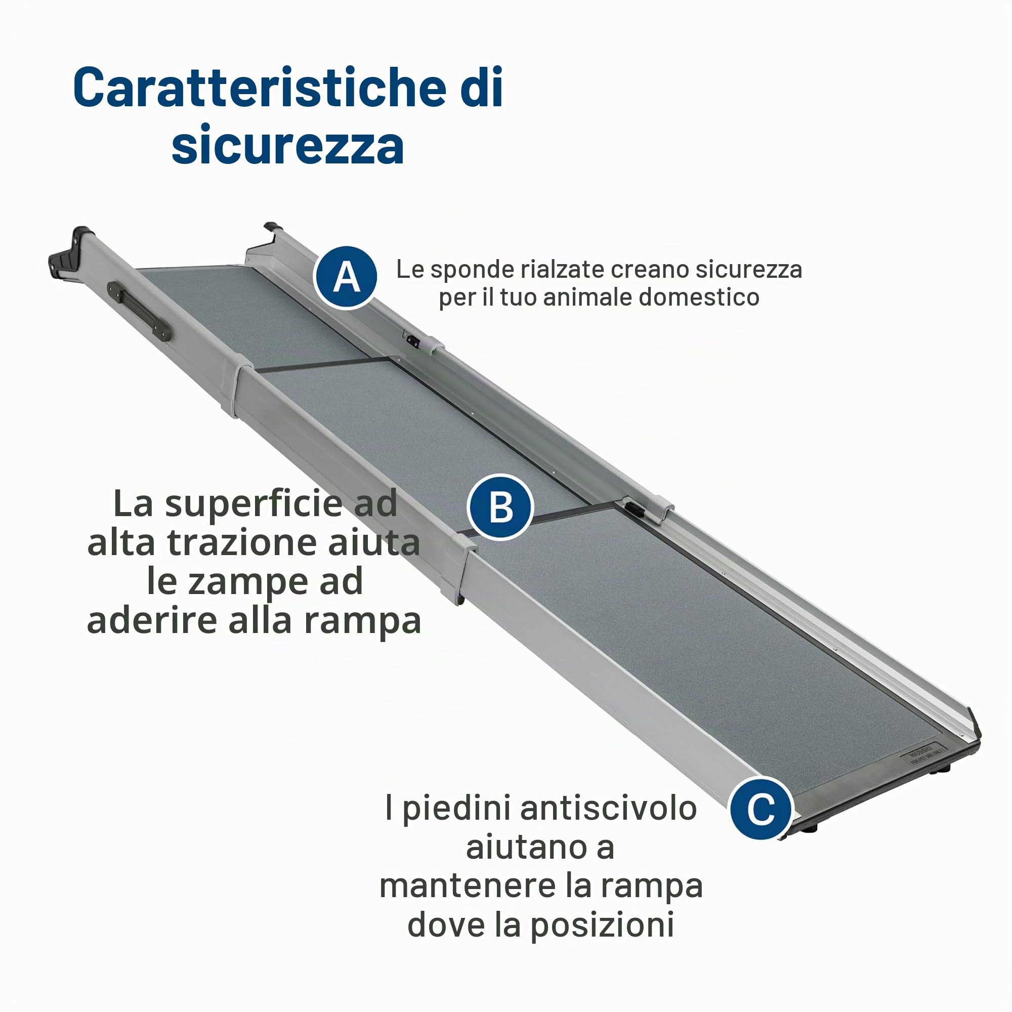 PetSafe Rampa telescopica Happy Ride - Leggera e portatile per animali domestici - Adatto per auto, veicoli di grandi dimensioni e 4x4 - Robusto telaio in alluminio che supporta fino a 181 kg