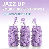 Vista 5 de 3 fundas de popote moradas compatibles con vasos Stanley de 30 y 40 onzas, tapas reutilizables de silicona para popotes, protectores de tapas