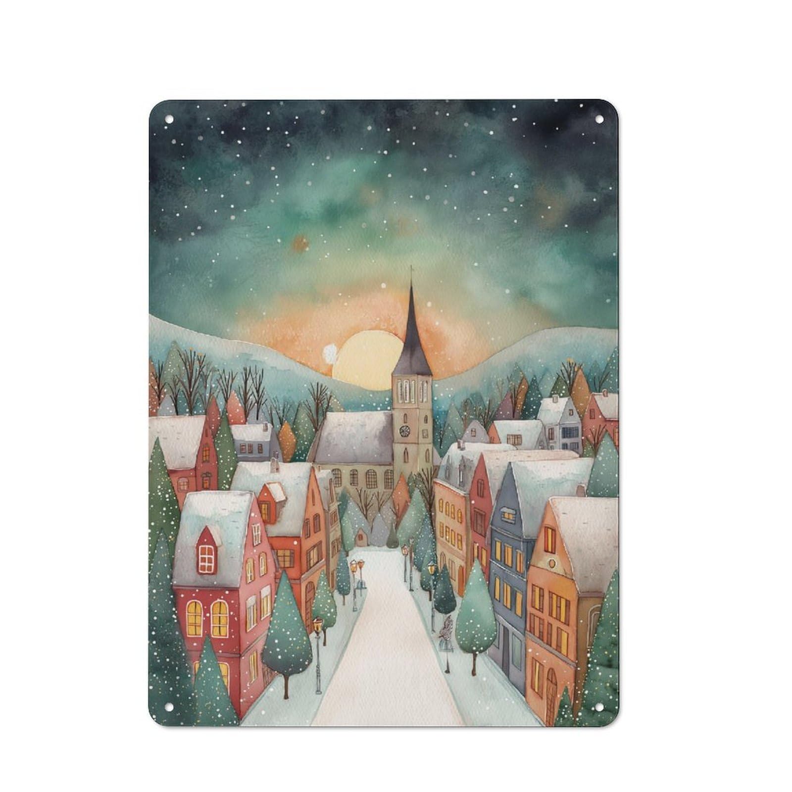Junmoney Frosty Night Glow Metal Plaque 40X30cm With For Garage Wall, Retro Decor, For Themed Interiors In Garages And Workshops