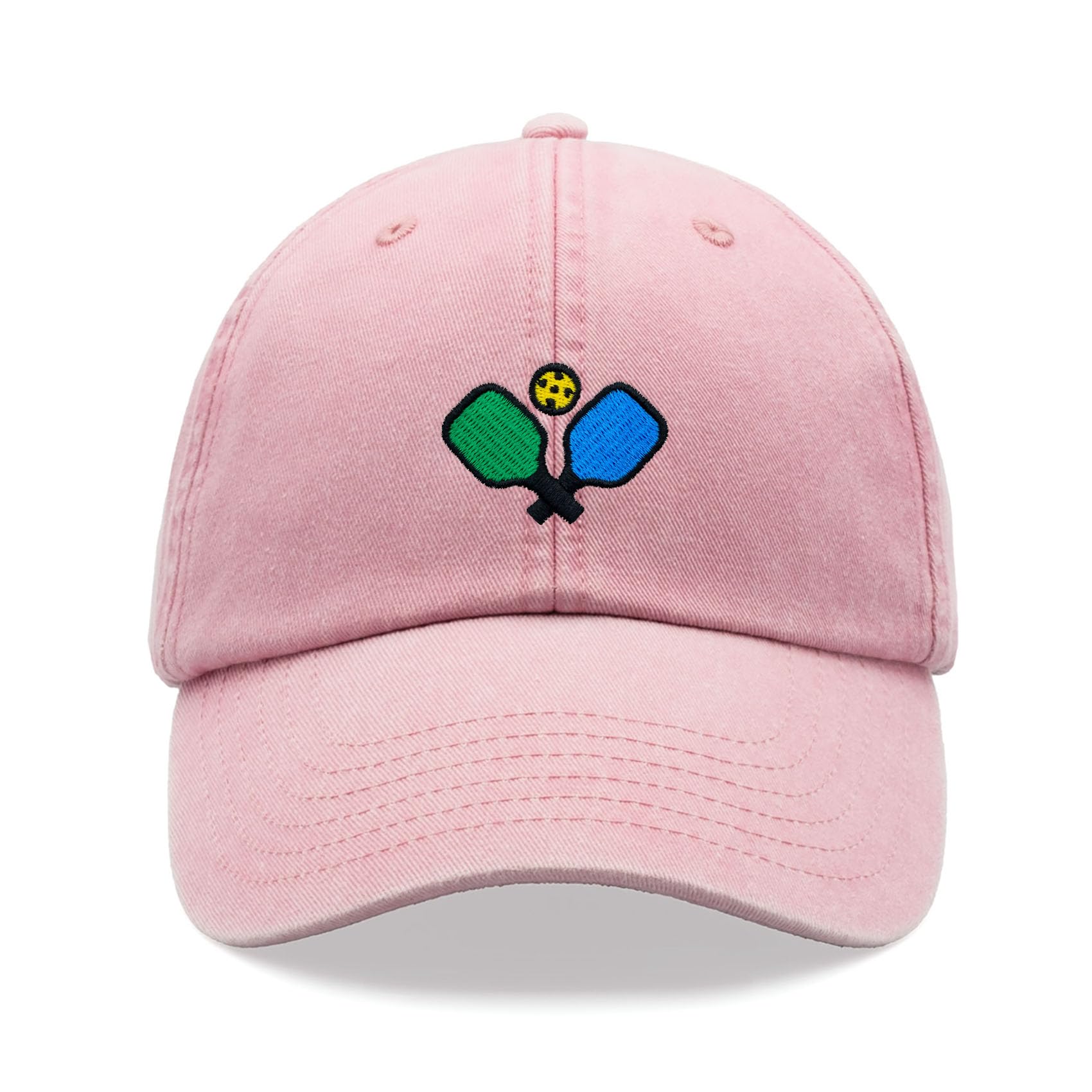 Pickleball Baseball Cap Vintage Washed Unisex Dad Hat Low Profile Adjustable Pink