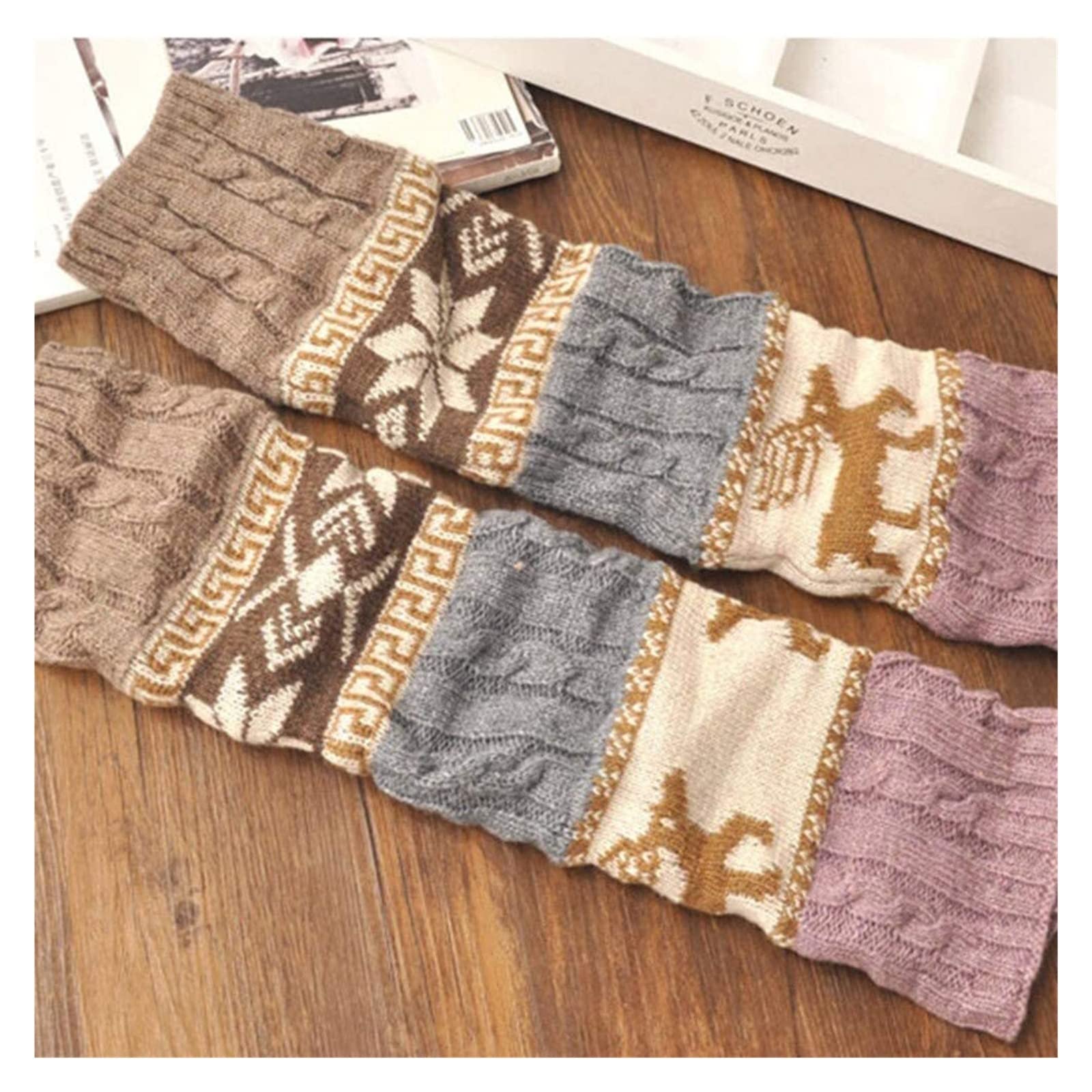 Calzini Termici Calze Invernali Scaldamuscoli Da Donna Di Natale, Scaldamuscoli Invernali Con Motivo A Fiocco Di Neve E Renna Calzini (Color : B, Size : One Size)
