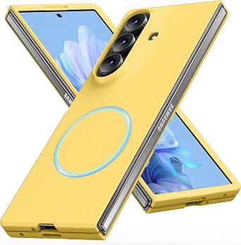 Magnetic for Galaxy Z Fold 7 Case, Matte PC Case for Women Men Girls Boys Drop Protection Cute Durable Cover for Galaxy Z Fold 7, Yellow 11.40
