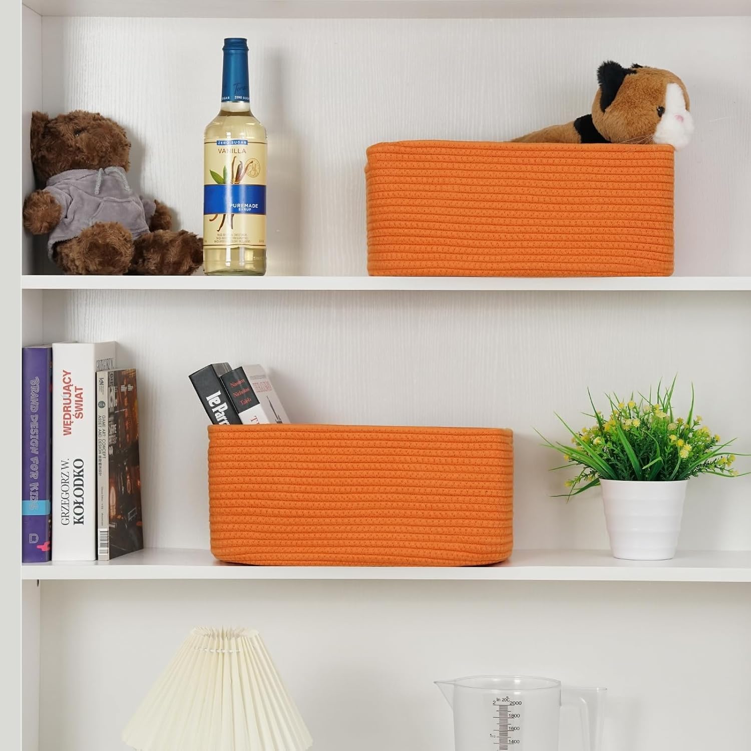 Lot de 3 petits paniers de rangement pour l'organisation – Panier à jouets tissé – Paniers en corde pour cadeaux vides – Bacs de rangement de placard avec poignées – Boîte décorative cube – 30