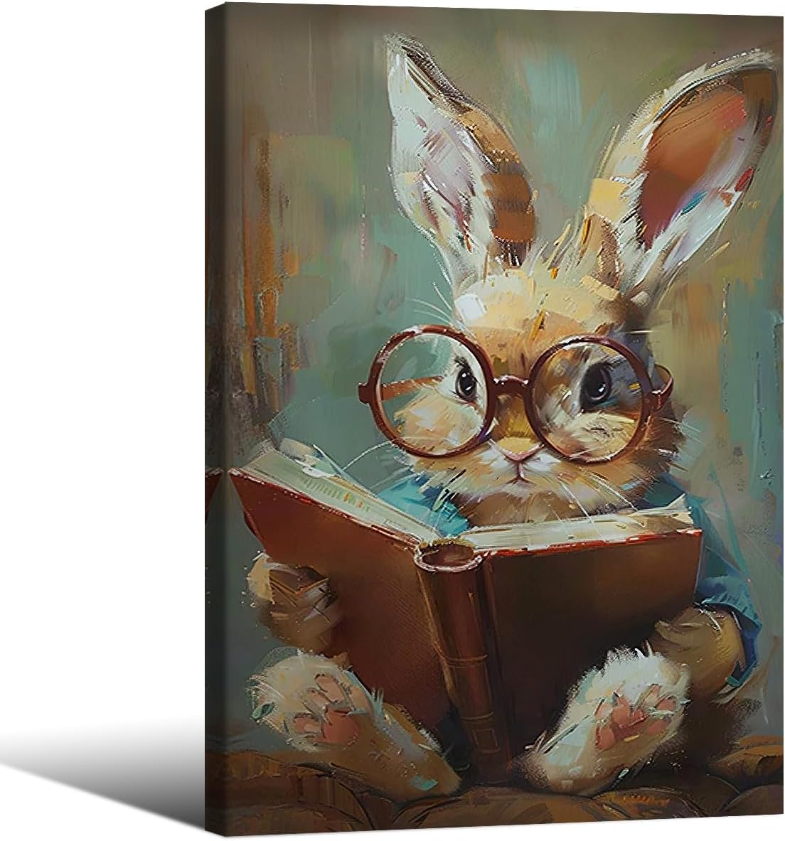 Amazon.com: Easter Bunny Canvas Wall Art Vintage Rabbit Portrait ...