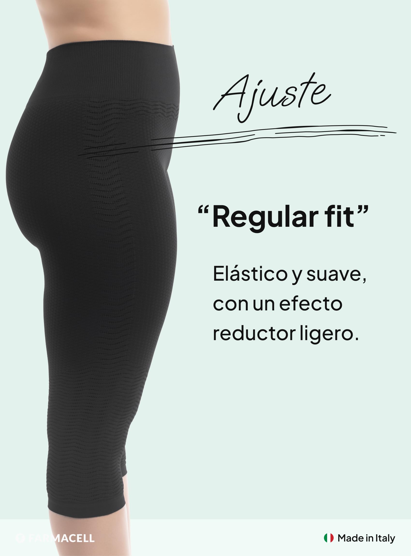 Farmacell Faja Pantalón Capri Mujer Anticelulitis Masaje y Efecto FIR, Made in Italy, 1104