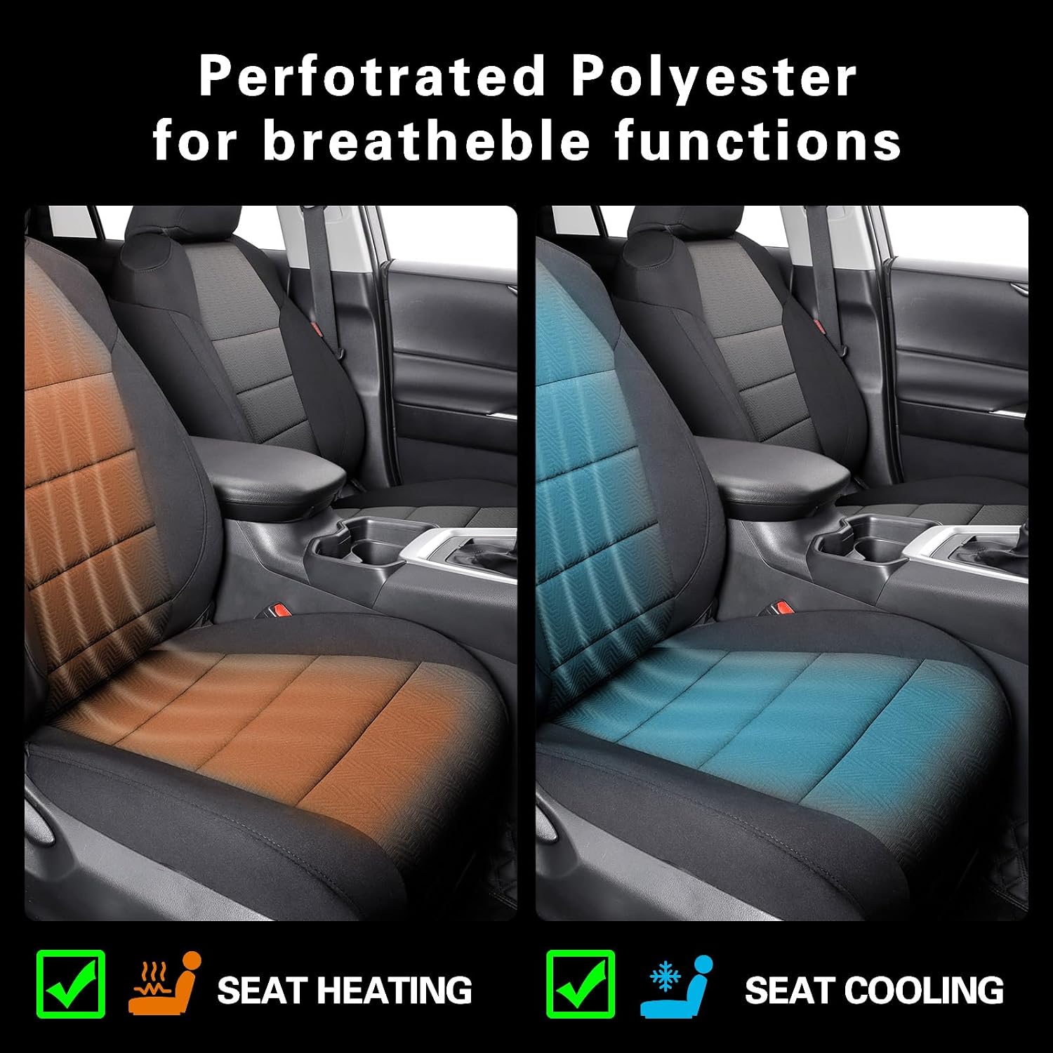 coverdream 2026 Rav4 Seat Covers Custom Fit for 2026 Toyota Rav4 Hybrid (SE,XSE) & PHEV GR Sport SUV,Full Set Polyester Car Seat Protector Black & Grey