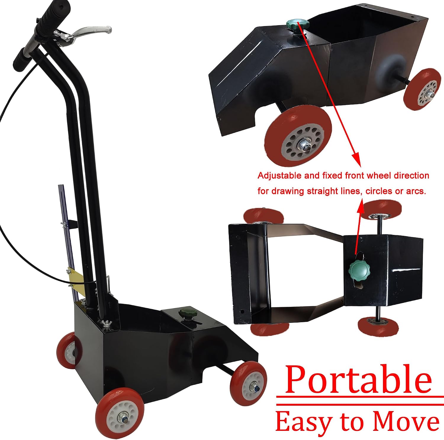 Paint Line Striping Machine Parking Lot Striping Machine Road Striping Line Marking Machine Line Marking Equipment Parking Line Paint Sprayer with Brake Adjustable Front Wheel Direction