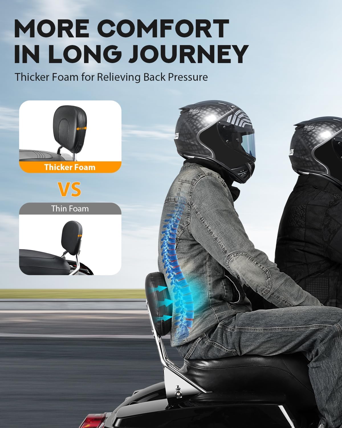 PBYMT Detachable Passenger Backrest Fit for Harley Touring, Quick Release Sissy Bar Compatible with Harley Davidson Street Glide Road Glide Road King Electra Glide Ultra Limited 2009-2024 (Chrome)