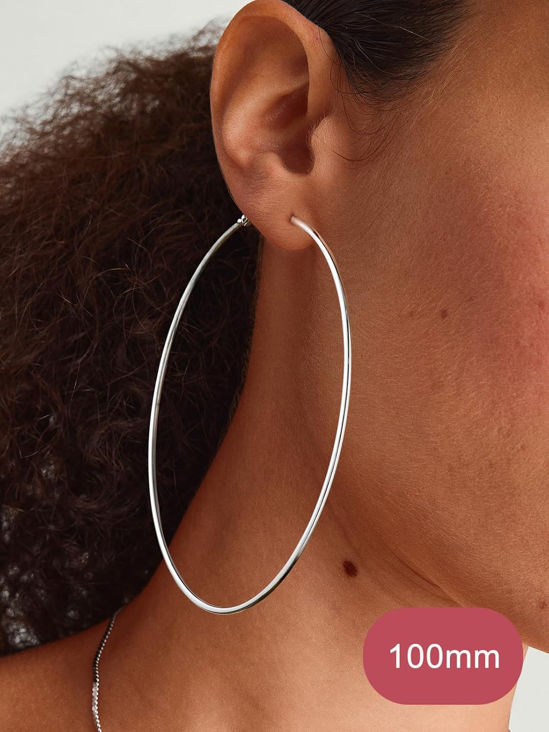 FOCALOOK 14K Gold Plated Lightweight Large Hoops| 2mm Thin Hoop Earrings for Women 30/40/50/70/100mm - Image 2