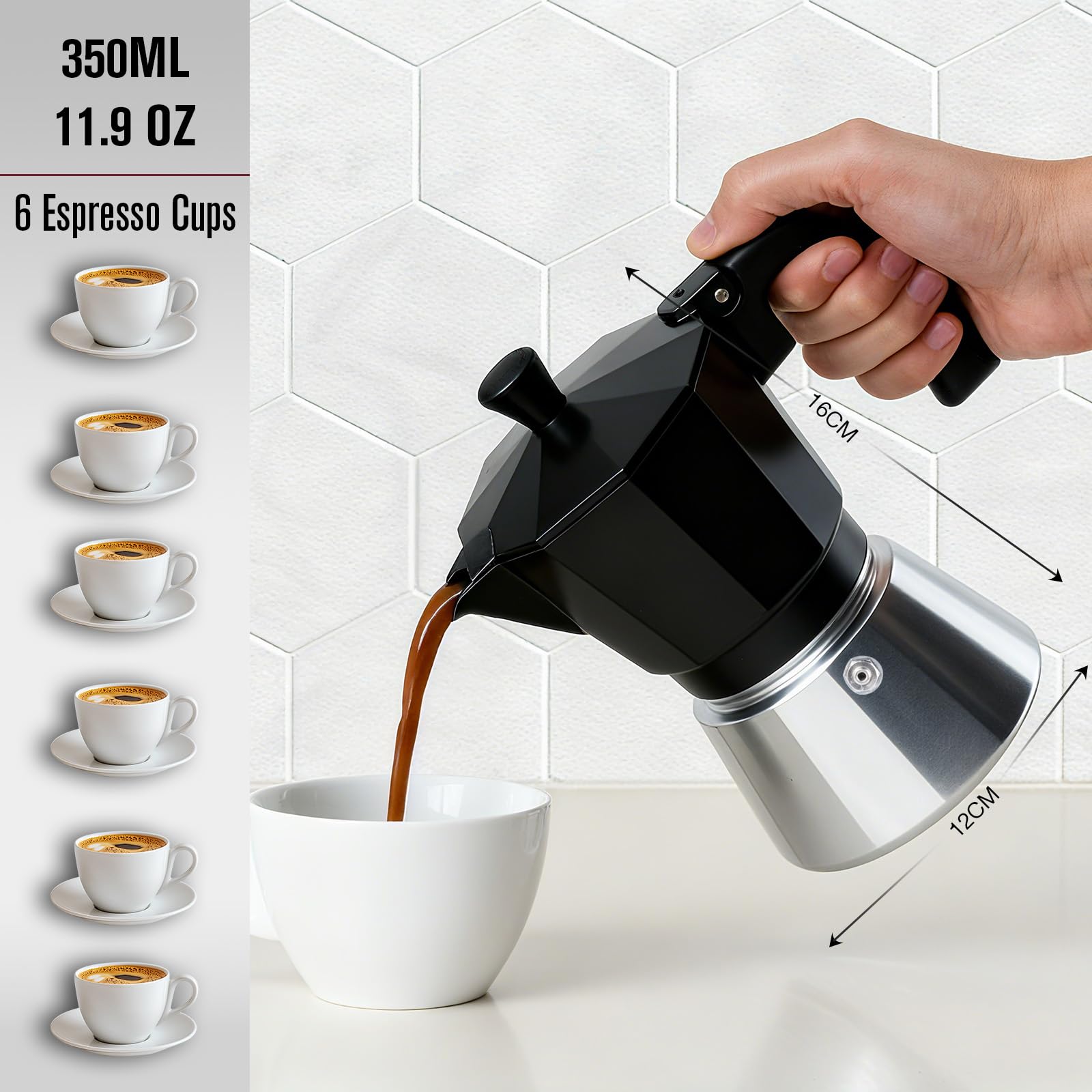 Image secondaire de Cafetiere Italienne Induction Cozary en Aluminium et Acier Inoxydable