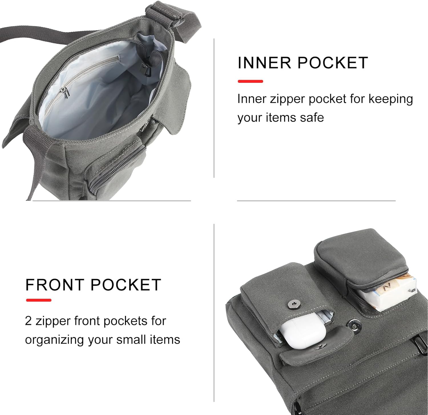 Phaoullzon Kawaii Crossbody Bag Cute Messenger Bags Canvas Shoulder Purse Gifts for Teens - Image 5