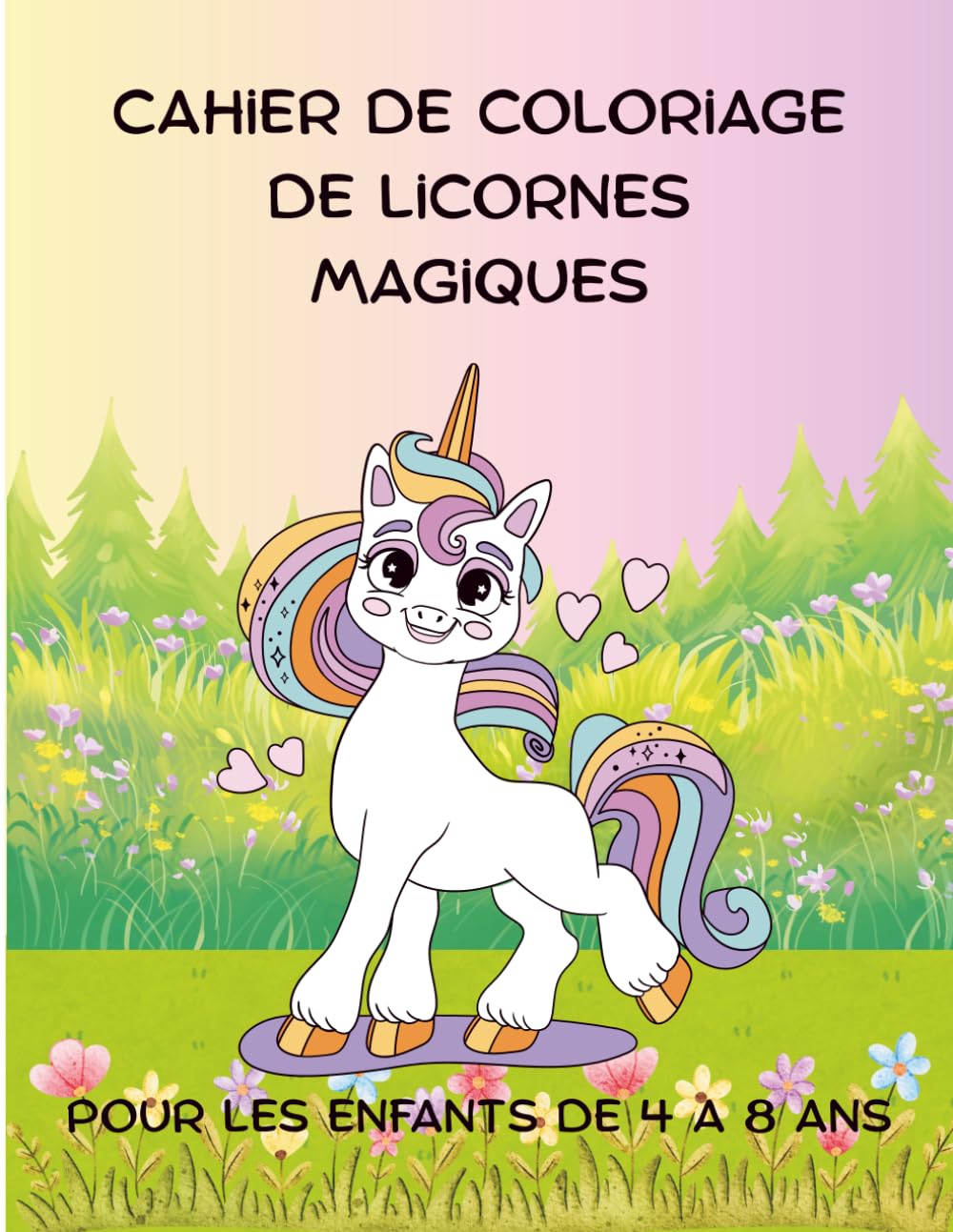 Cahier de coloriage de licornes magiques: Un monde magique avec 45 pages de coloriages simples et amusants. Pour les enfants de 4 à 8 ans