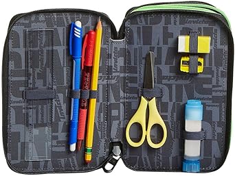 Invicta 3-etui met ritssluiting, rozen, roze, school en vrije tijd