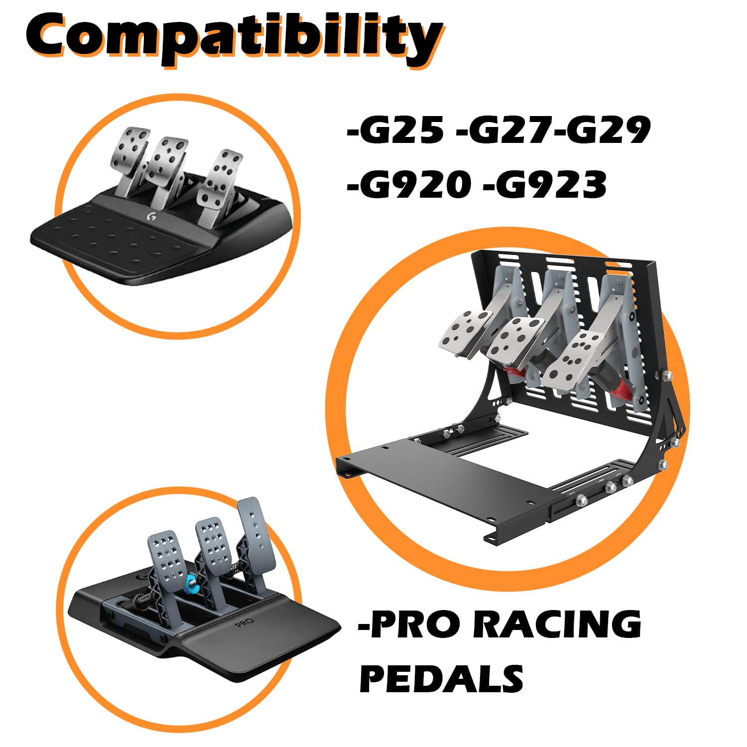 Sim Racing Kit Pedali Invertiti - Adatto per Logitech G PRO/G923/G920/G29/G27/G25 (Non include pedali Logitech)