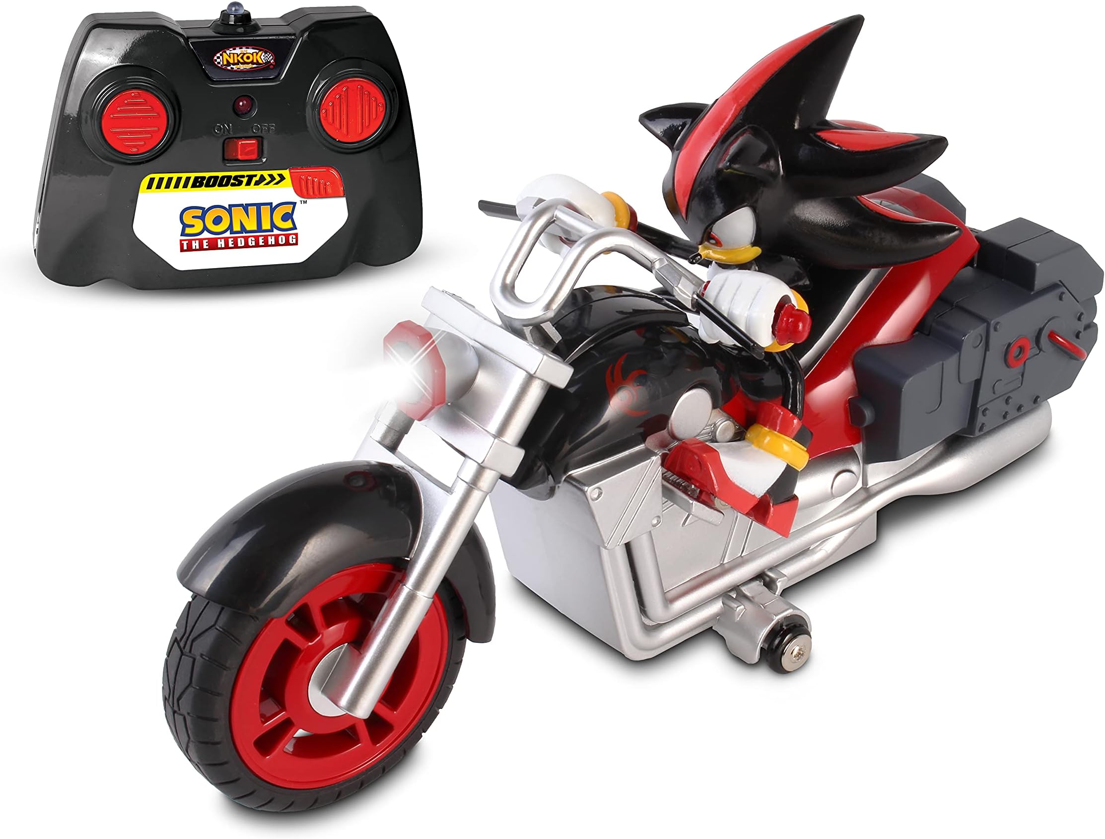 NKOK Sonic Sega All-Stars Racing RC Shadow Motorcycle; Full Function 2.4 GHz Radio Control with Turbo Boost; Ages 6+