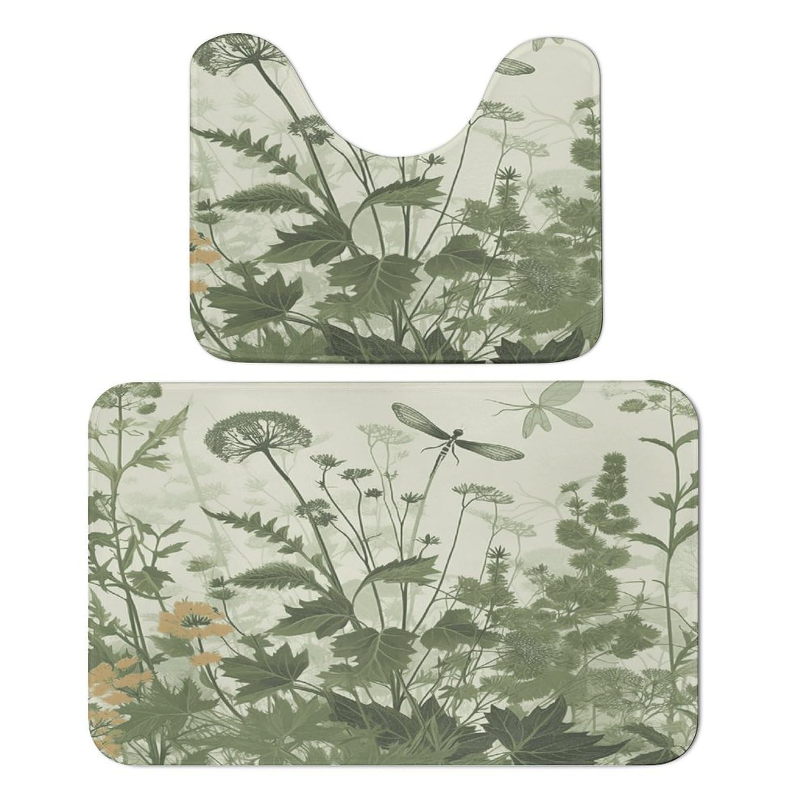 Tapis de sol velours corail feuilles ensemble de salle de bain et chambre d'enfants lot de 2
