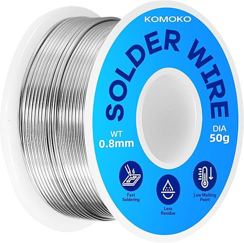 Komoko Alambre de soldadura de núcleo de colofonia (0.031 in, 1.76 oz), alambre de soldadura, soldadura líquida, adecuado para soldadura