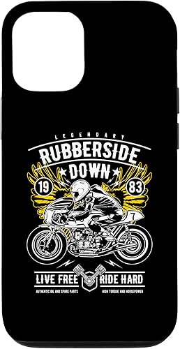 Vista 25 de iPhone 11 Retro Cafe Racer Rubberside Down Motorcycle Race Design Case