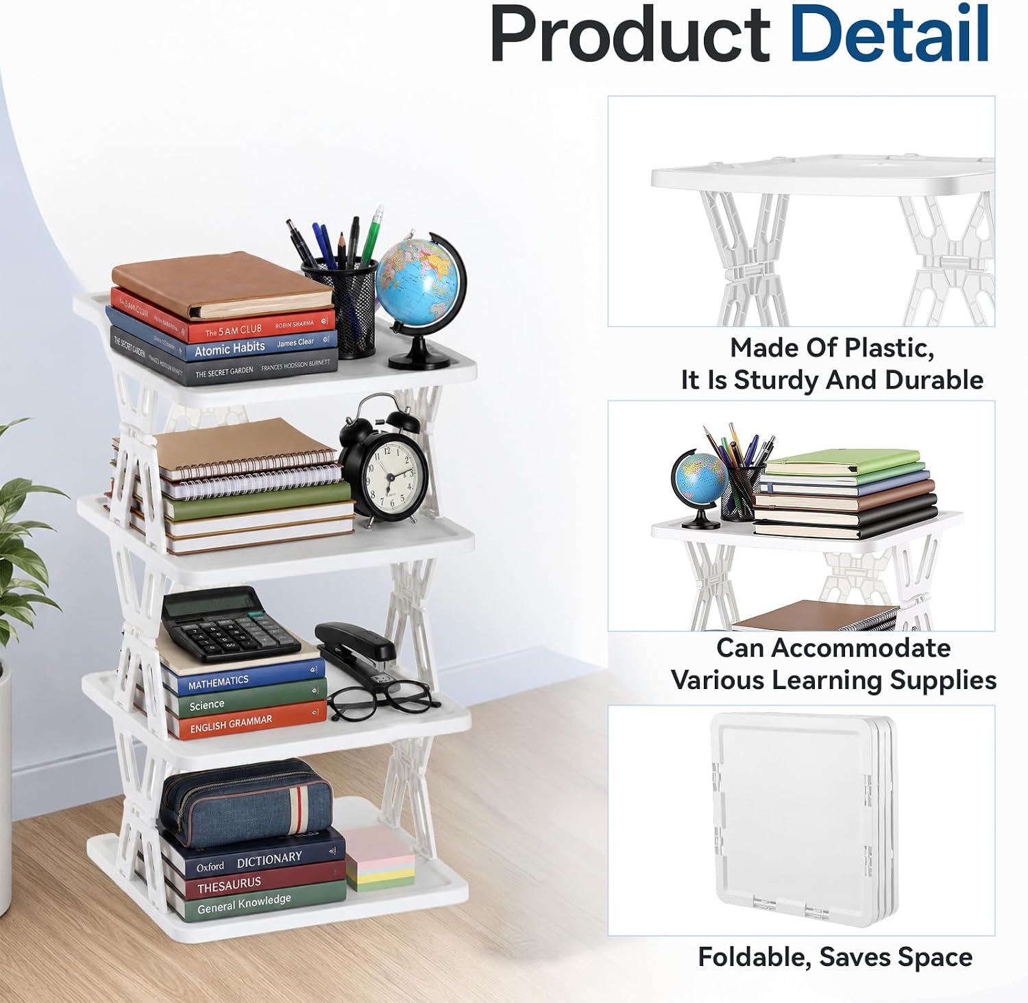 EupHHonycs Locker Organizer Shelf 4 Tier Foldable Storage Shelves Locker