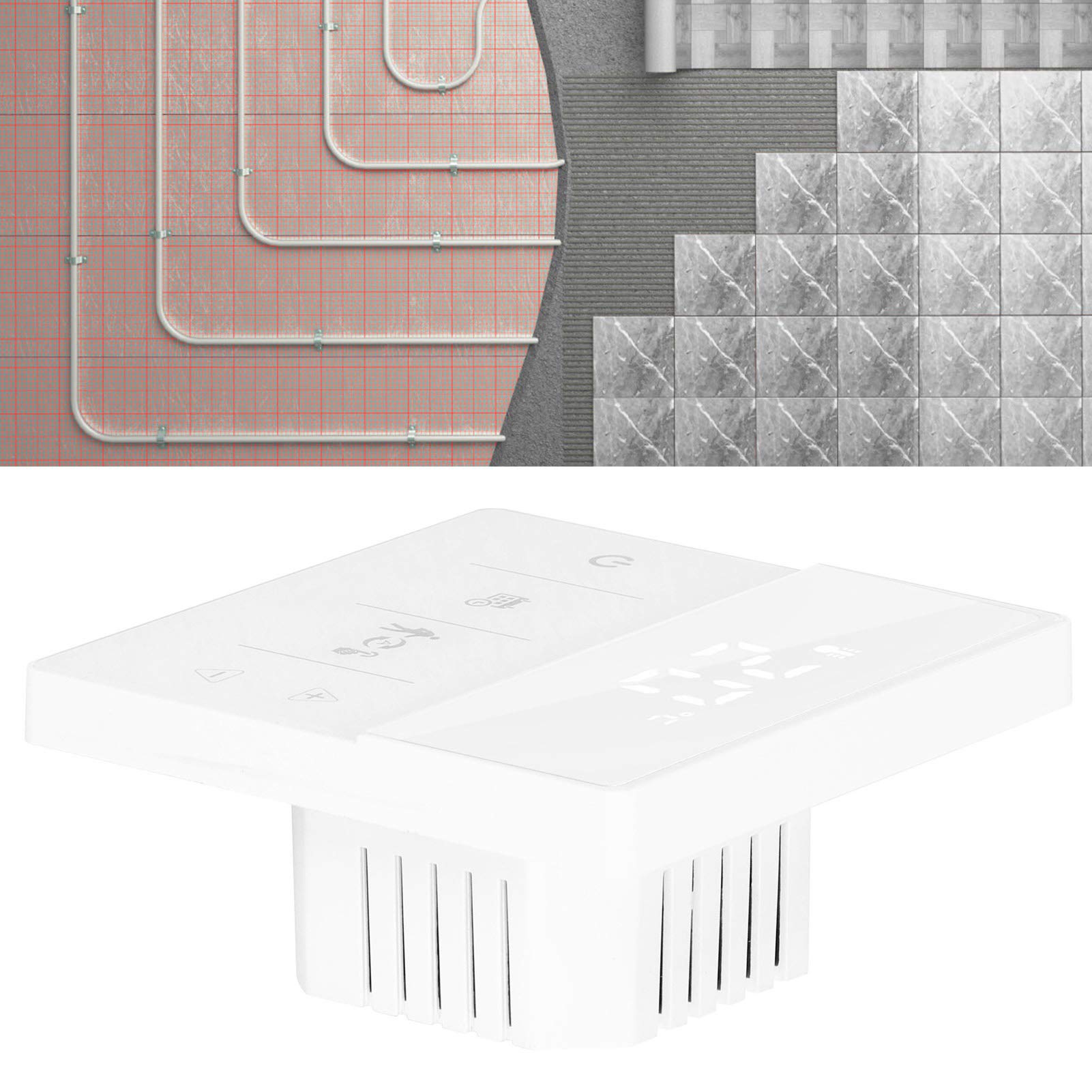 Termostato Preciso Termoregolatore a Parete per Scaldabagno Riscaldamento a Pavimento Interno, Touch Screen LCD Programmazione Settimanale per Uso Domestico, Dimensioni 86x86x11mm (#2)