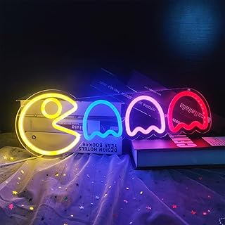 Game Neon Sign Ghost Led Neon Lights Neon Signs for Bedroom Wall 17”x6” ...